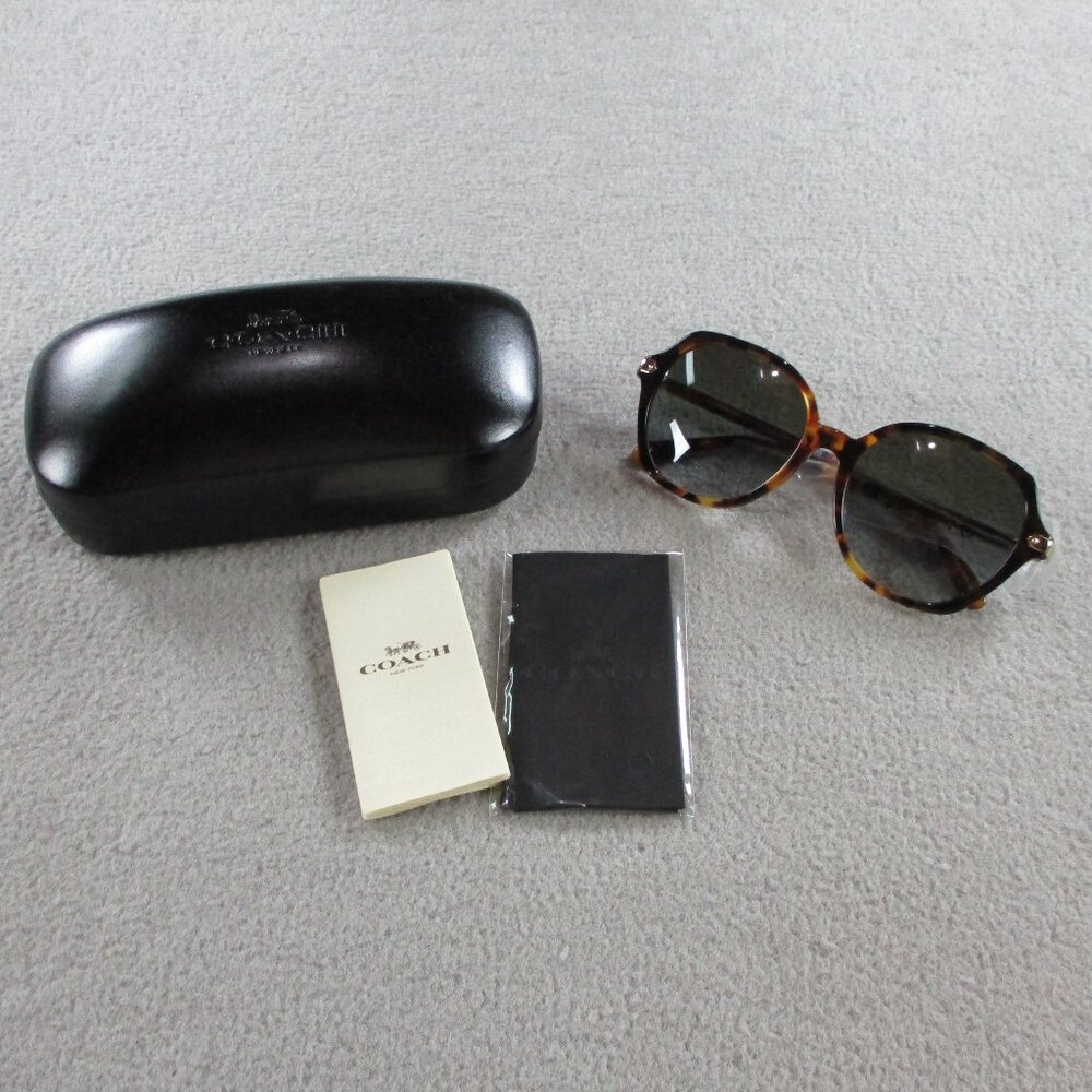 COACH Sunglasses Honey Tortoise Black Gradient 577613 55/18 Round Full Rim - Picture 2 of 4